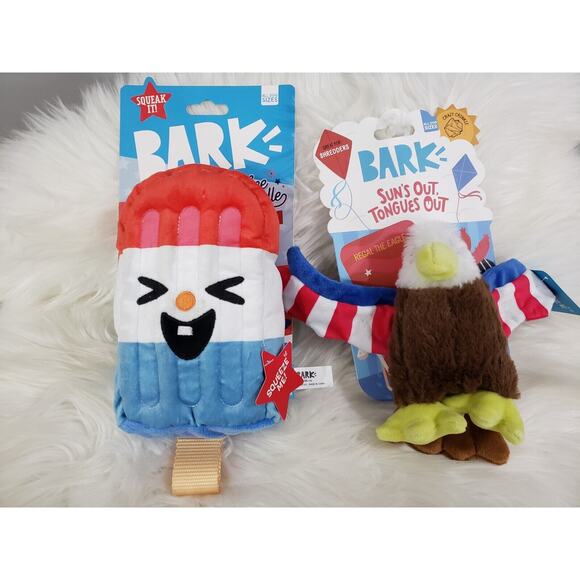 NEW LOT Bark Box Regal The Eagle Dog Toy CRAZY CRINKLE squeak 4th july‎ american - Picture 1 of 6